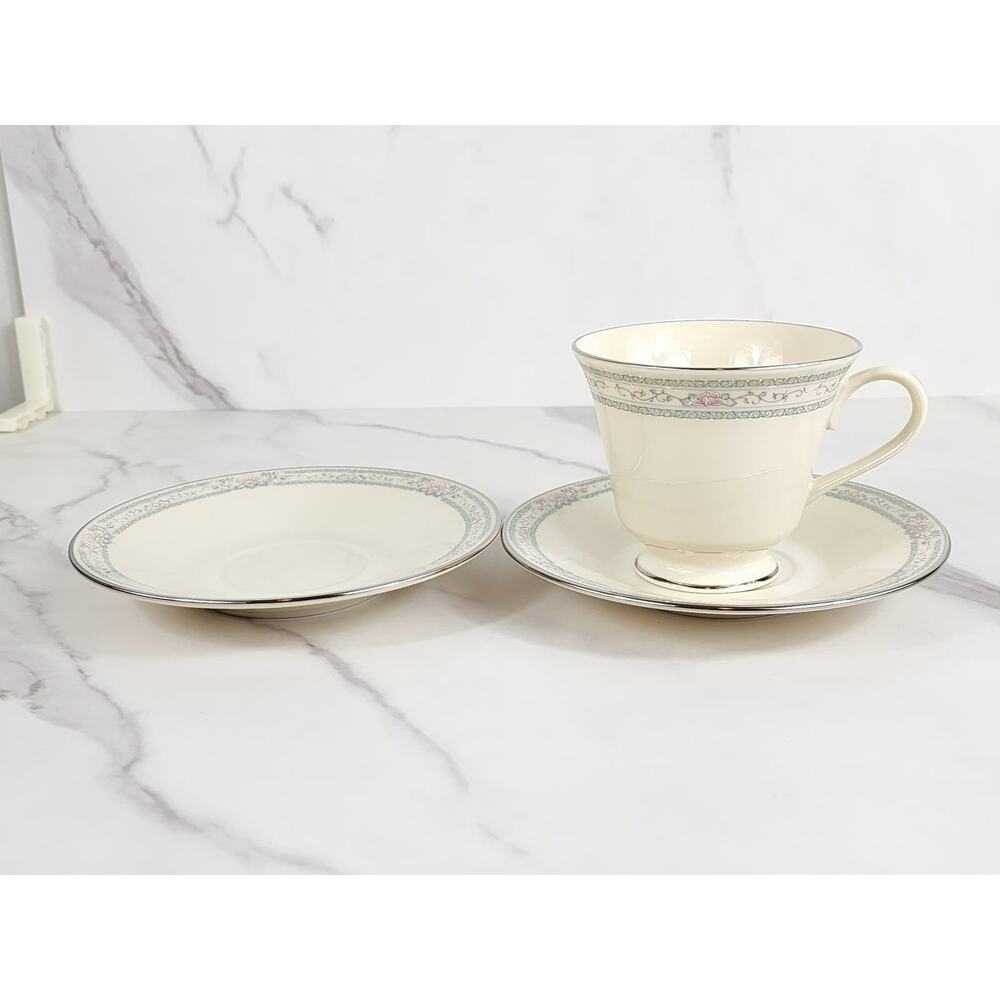 Lenox Charleston China Tea Cup Saucer Porcelain Ivory Year 90s Dinnerware USA x3